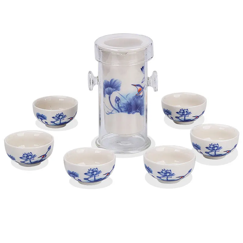 Heat-Resistant Glass Tea Set with Cup, Chinese Kung Fu Flower, Ceramic Teapot with Filter Kettle, 240ml