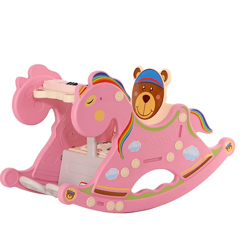 Baby Rocking Chair Music Trojan Rocking Horse Toy Children Rocking Horse Gift Wholesale Swinging Chair