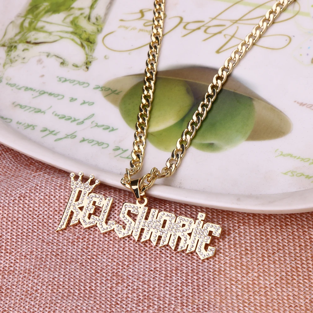 DOREMI Cuban Chain Custom Name Necklace  Iced out Personalized Name Necklaces for Women Stainless Steel Custom Jewelry