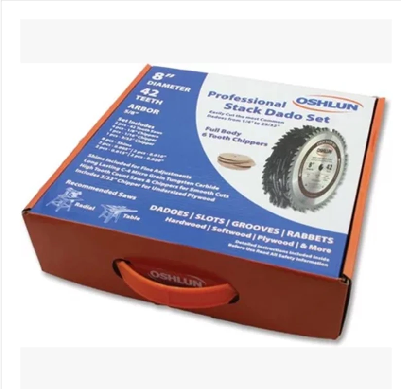 DADO 8-inch Saw Blade Woodworking Slotted 15.88MM Aperture Alloy 2 Large Outer Saw Blades with 6 Small Inner Saw Blades Set
