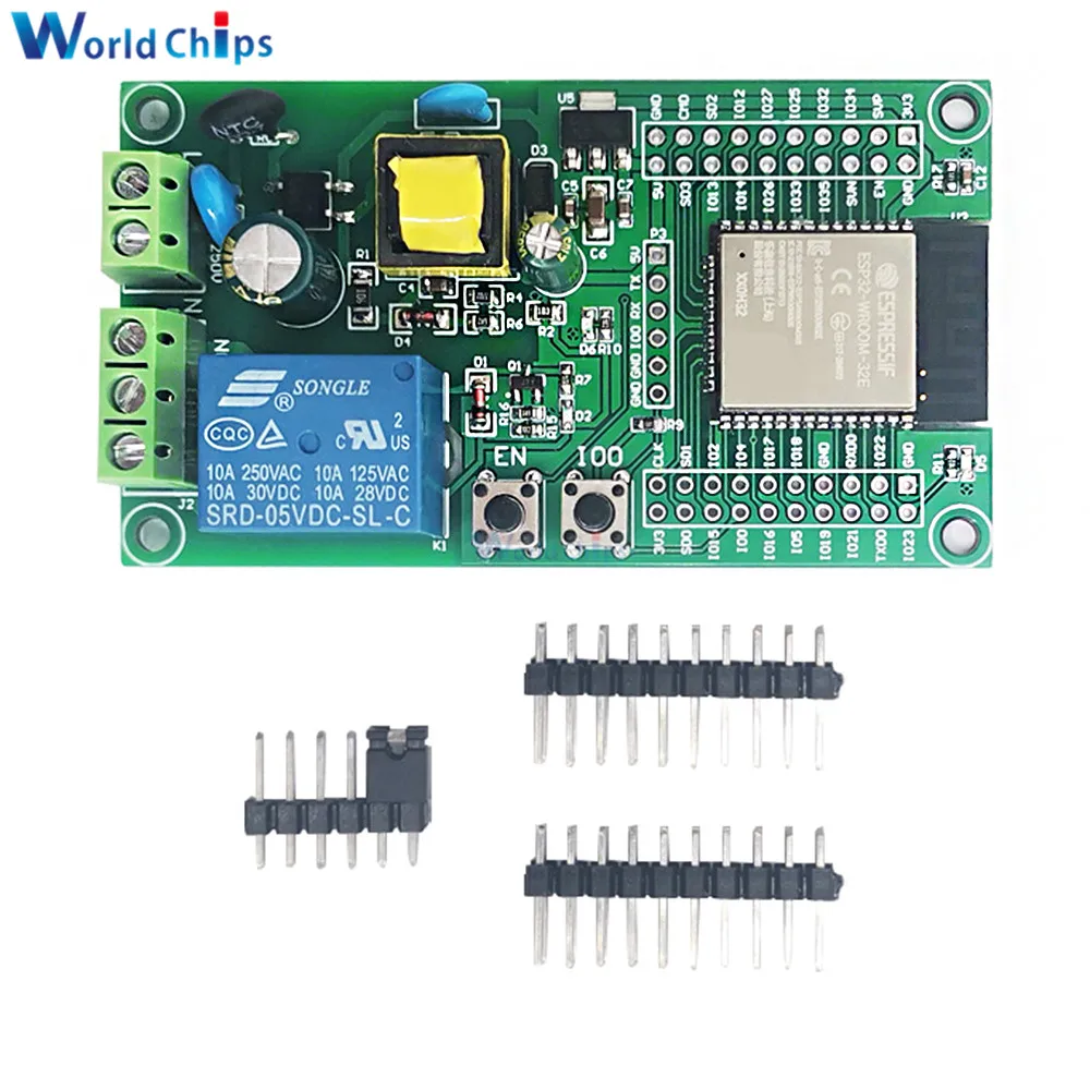 AC 90-250V ESP32 Single Relay Development Board Onboard ESP32-WROOM-32E Module with Pins for WiFi Smart Home Wireless Control