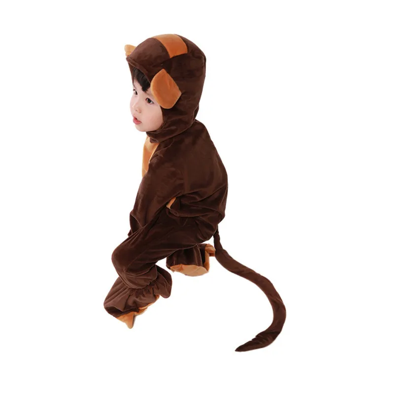 Boy Girl Animal Onesie Monkey Pajamas Child Kid Halloween Purim Book Week Monkey Cosplay Outfit Sleep Wear Fancy Dress