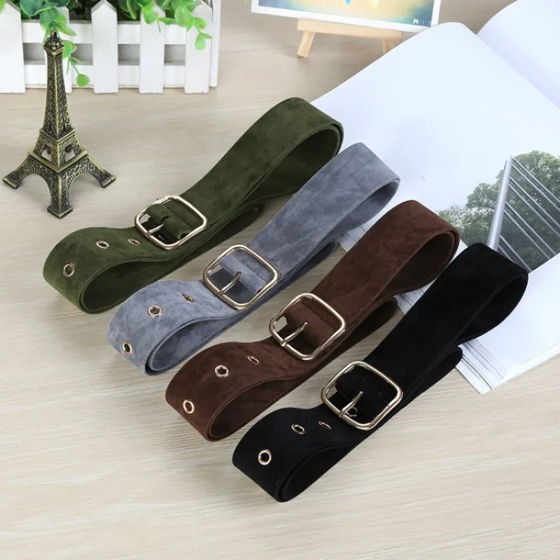 

New Fashion Pin Buckle Women's Waistband Eyelet Decoration Dress with All-match Sweater Overcoat Leather Belt Ribbon Soft Belt