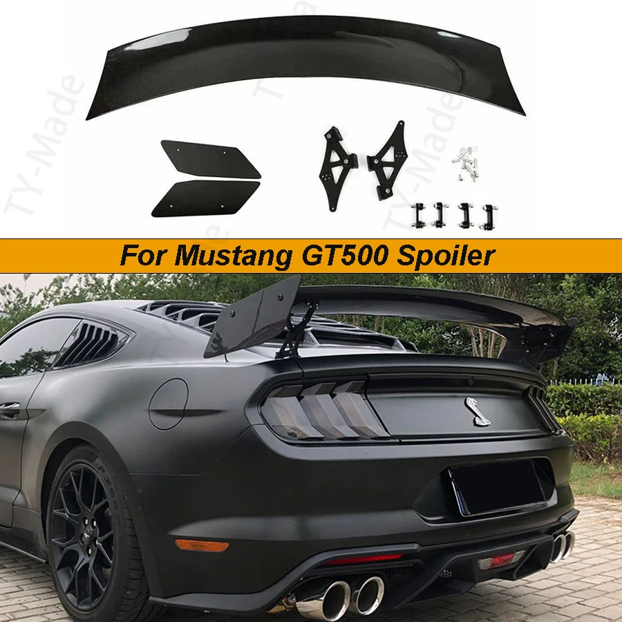 Carbon Fiber FRP Rear Boot Spoiler Trunk Lip Wings Spoiler Car Styling  for Ford Mustang GT V8 V6 Coupe 2015 -2020 GT500 Style