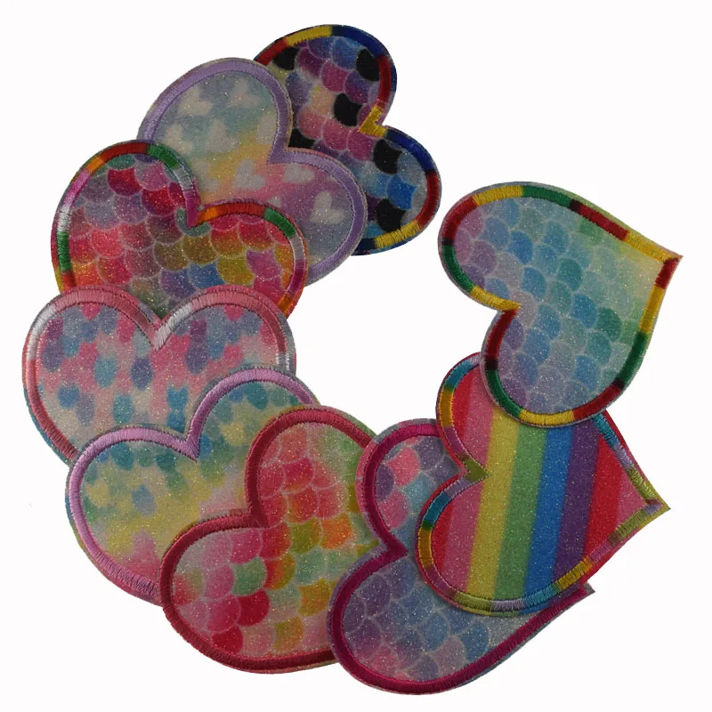 Lovely multicolor heart Iron On Embroidered Patches For sewing clothing jean hat backpacks DIY Accessories 6.5cm