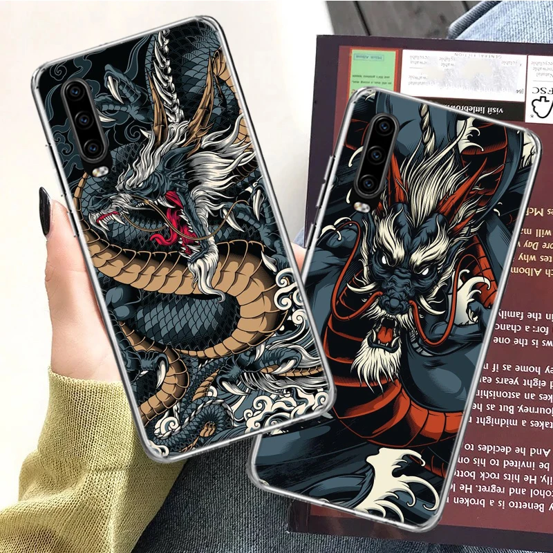 Legendary Dragon Phone For Huawei P30 Lite P10 P20 P40 P50 Cover Mate 40 Pro 10 20 30 Capa Coque Shell