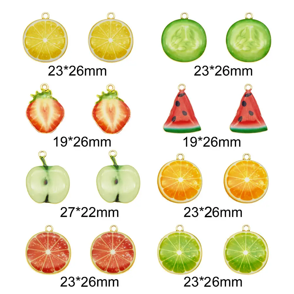 8 pezzi smalto epossidico frutta Charms limone arancione ciondolo misto per le donne orecchini braccialetto creazione di gioielli accessorio fai da