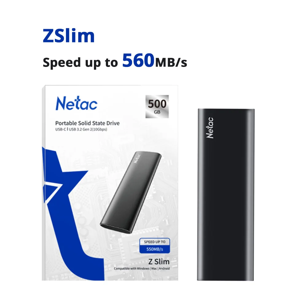 Netac 노트북용 외장 SSD, 휴대용 SSD, 500GB, 250GB, USB 3.2, 타입 C, 1TB, 2TB