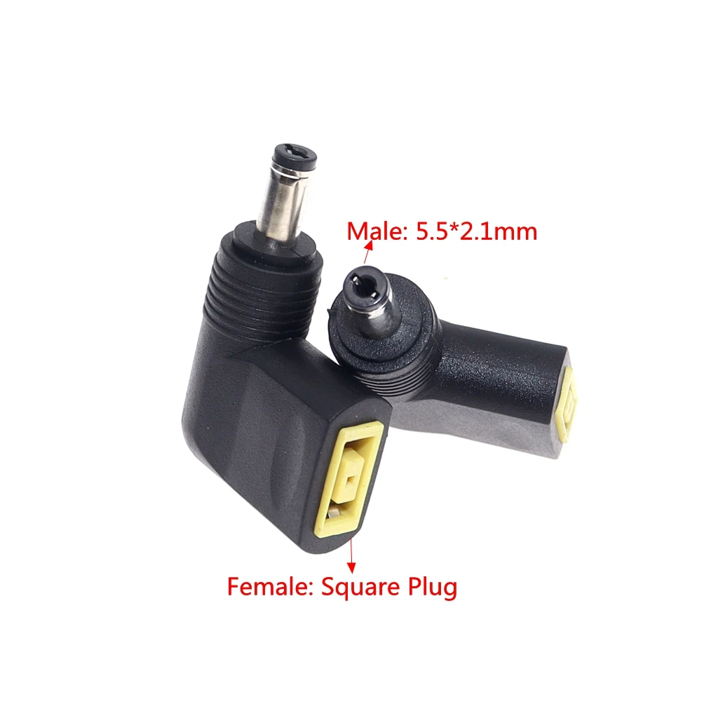 Angle Laptop DC Adapter Square Female to 5.5*2.1mm Male Power Jack Plug Connector Converter Connector For Lenovo Toshiba