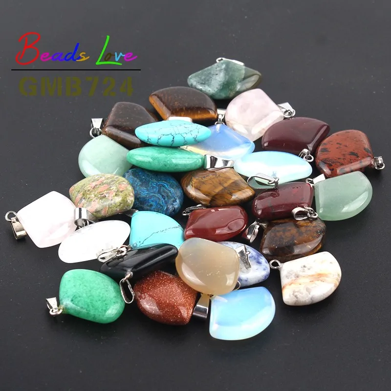 Wholesale 10pcs Mixed Natural Stone Pendant Love Heart Star Charms Pendants for Jewelry Making Diy Bracelet Necklace Accessories