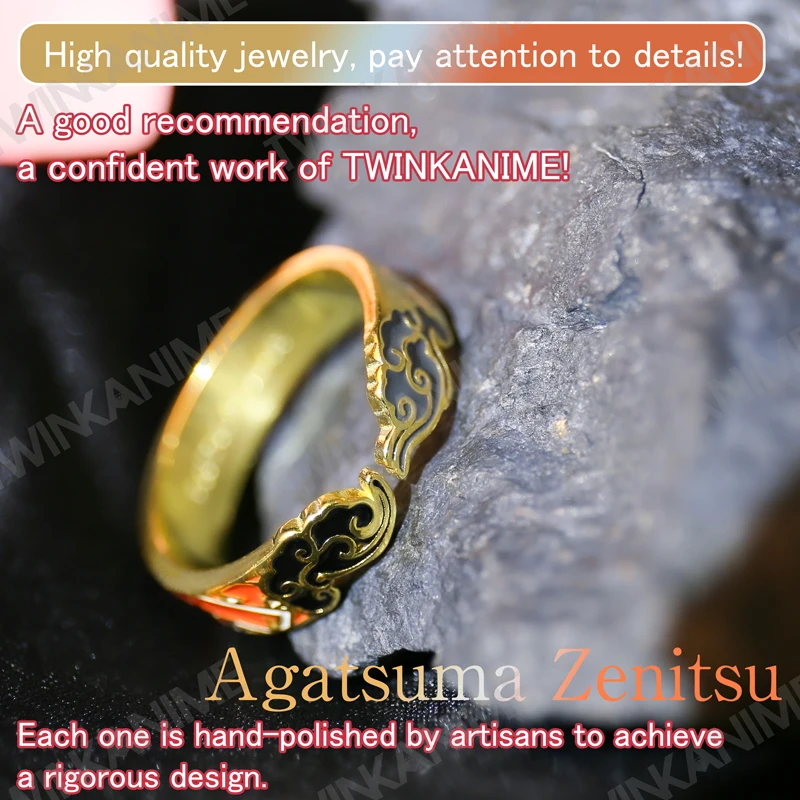 TWINKANIME S925 Sterling Silver Demon Anime Slayer Ring Adjustable About 7-9# For Men Women Holiday&Birthday Gifts