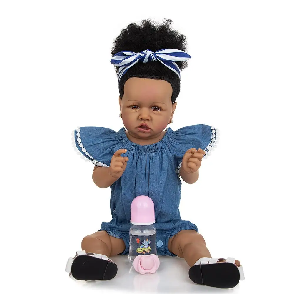 57 CM Reborn Baby Doll Toy Full Silicone Body 23 Inch Newborn Gril Babies Cute Bebe Boneca Bathe Toy For Child Birthday Gift