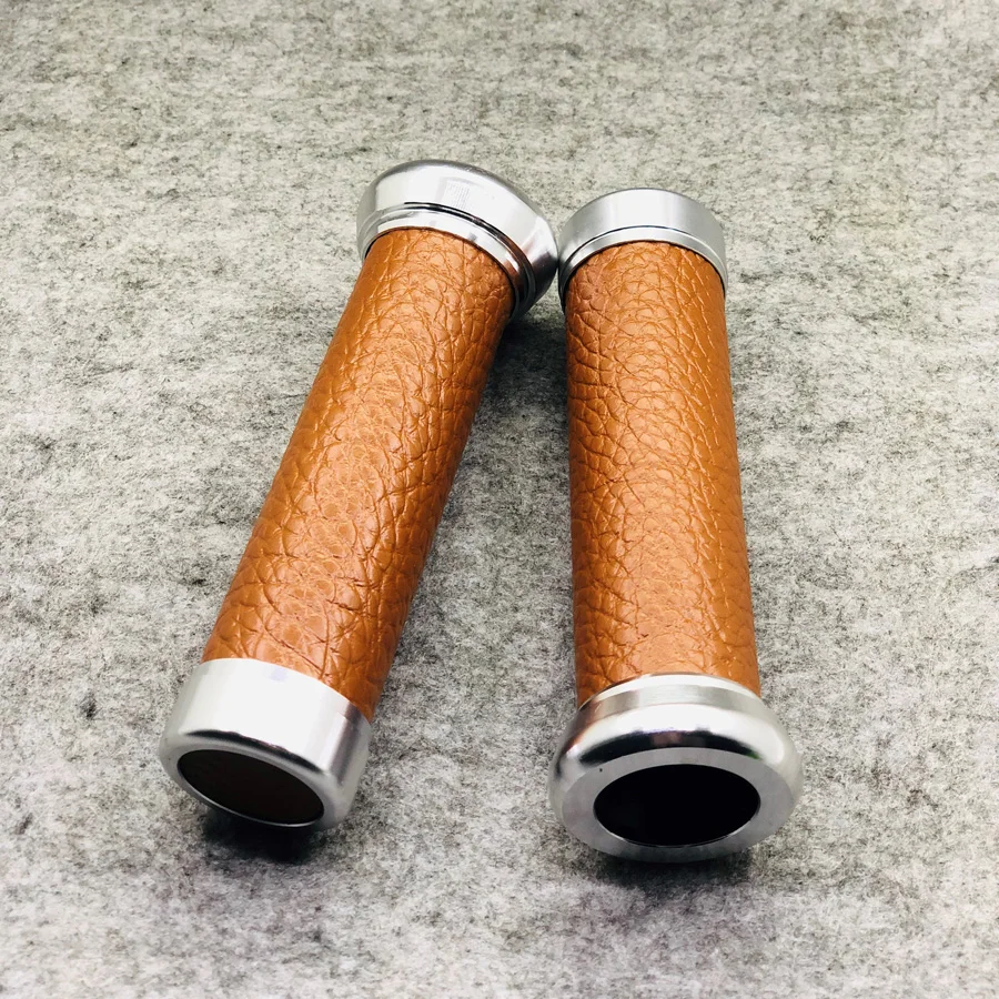 1 Pair Universal Aluminum Motorcycle Handlebar Grips 22MM 7/8\'\' Vintage Black/Brown Motorbike Parts For Cafe Racer BMW Victory