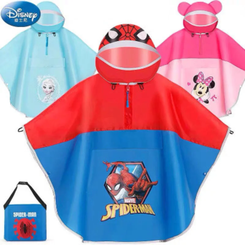 Disney-Frozen jednoosobowy poncho przeciwdeszczowy dla dzieci, żółty płaszcz przeciwdeszczowy, Spider-Man, Mickey, Frozen, dziewczęta, chłopcy