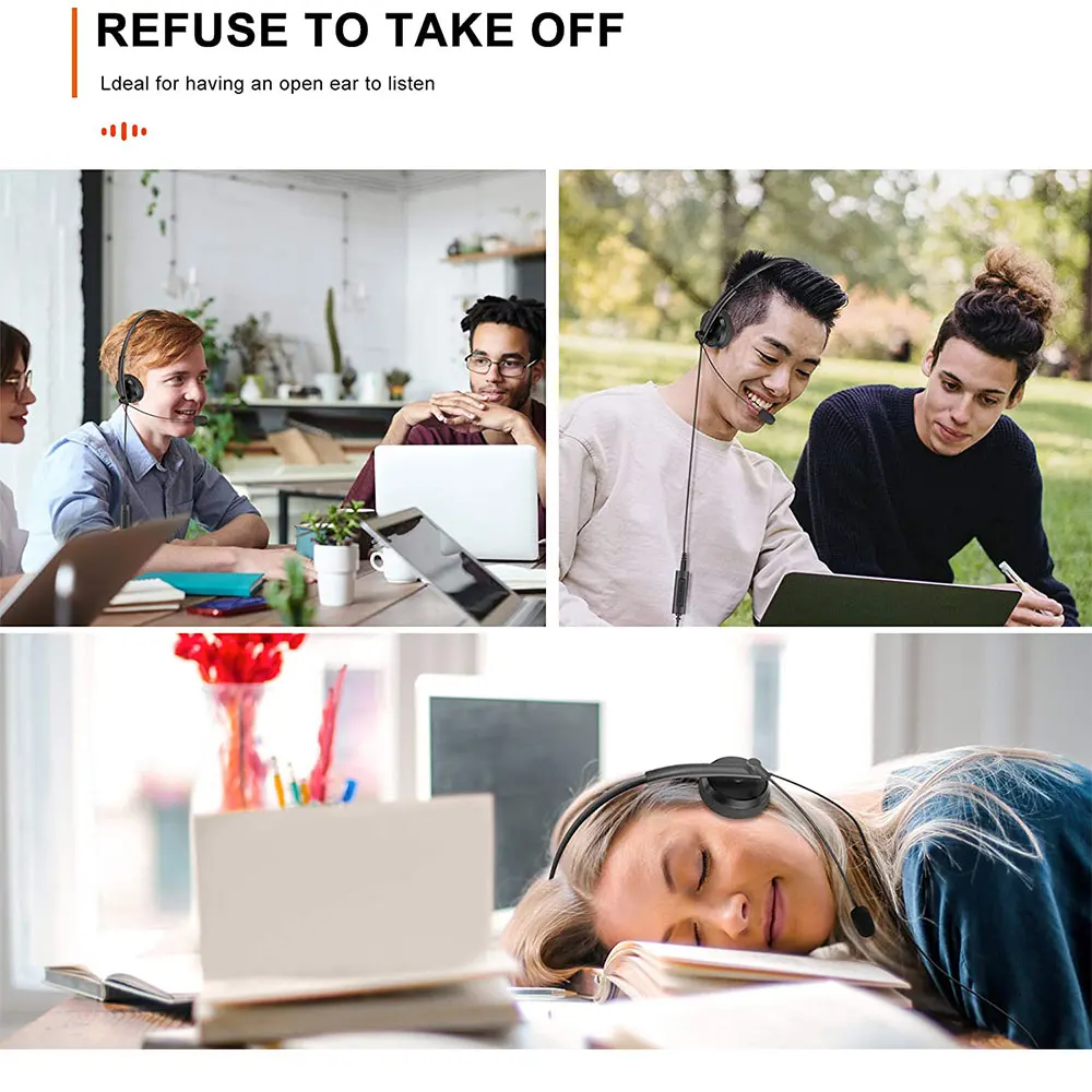العالمي مكتب سماعة رأس سلكية مع إلغاء الضوضاء Mic USB + 3.5 مللي متر الصوت جاك سماعة قطعة واحدة الأذن ارتداء سماعة للاتصال