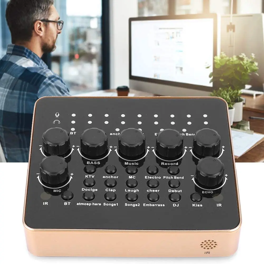 Live Broadcast Audio Mixer, 3D Microphone Recording External Sound Card for Audio Recording USB Mixer Live Sound Card