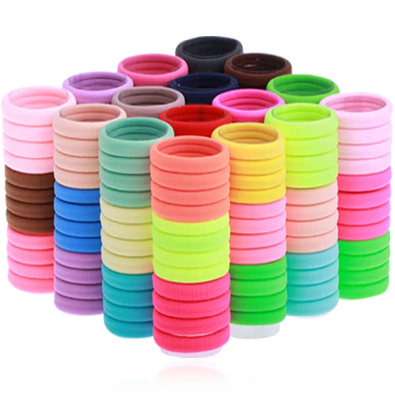 

100Pcs Girls Elastic Hair Bands 34 Colors Nylon Hair Ties Rope For Women Children's Gum Scrunchies Hair Accessories Wholesale