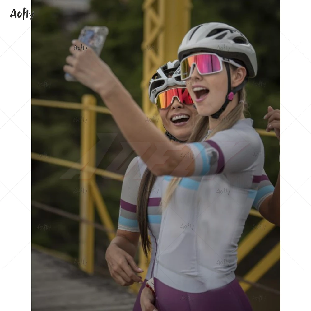 Kafitt Summer Line Silver White Purple Short Sleeve Monkey Female Cycling Suit Man Jumpsuit Cycling Clothing Triathlon Shorts