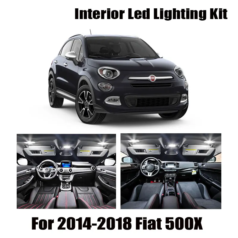 12pcs White Canbus Error Free LED License Plate Lamp Interior Map Dome Reading Lights Kit For Fiat 500X 2014 2015 2016 2017 2018