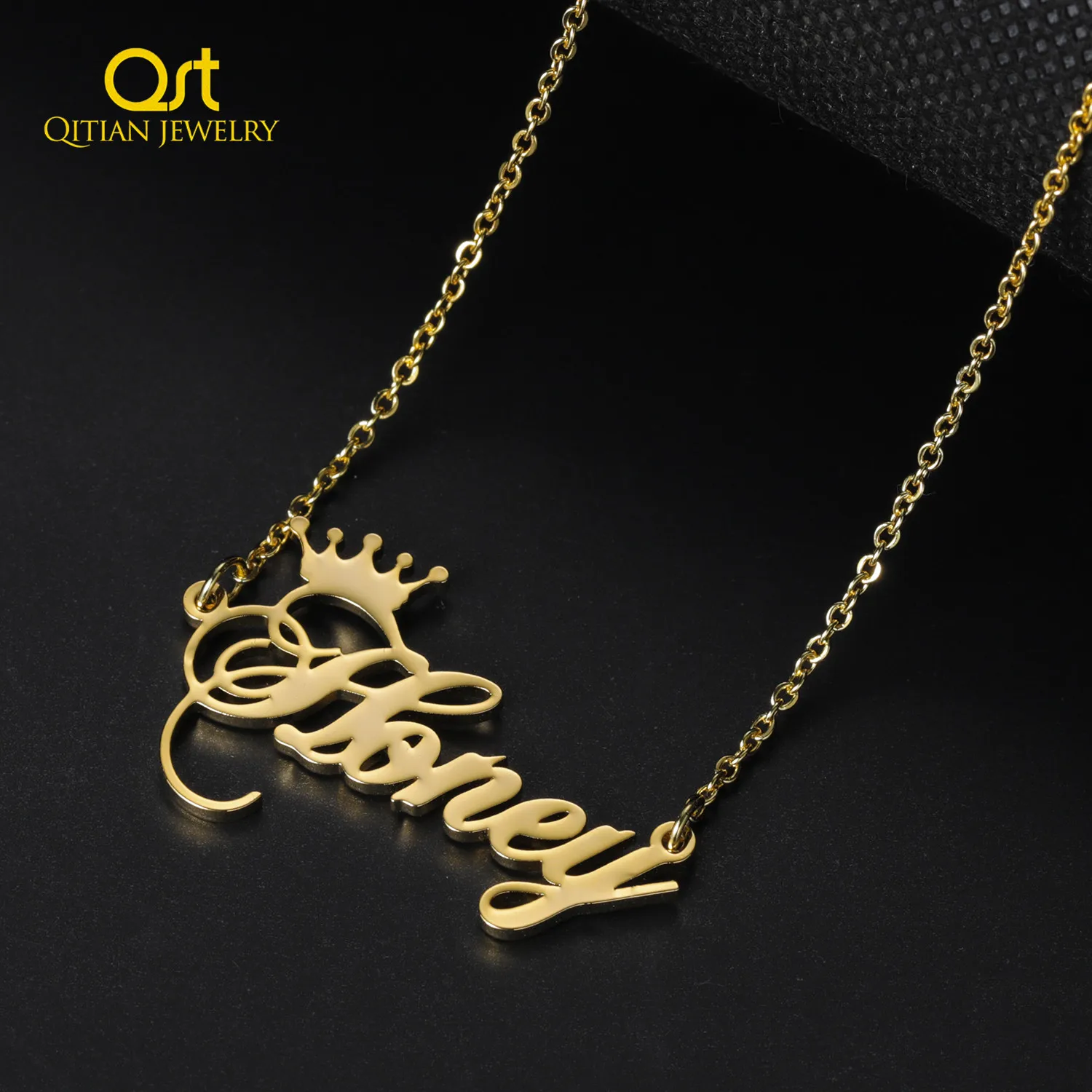 Personalized Crown Name Necklaces Customized Cursive Script Name Necklaces High Quality Stainless steel Jewelry For Women Gifts