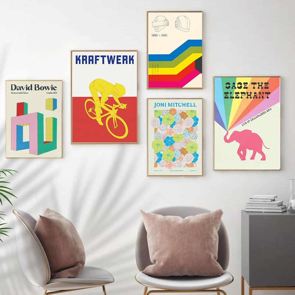 Tame Impala At Glastonbury Gig Poster Concert Rock Music Colorful Canvas Painting Retro Band Wall Pictures Room Decor No Frame