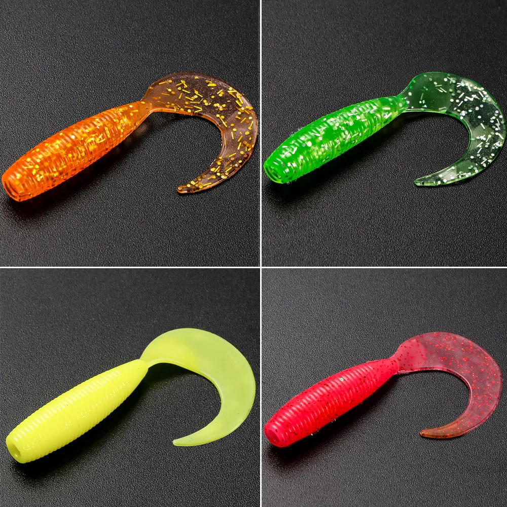 MAGBLUE 10Pcs/lot Fishing Soft Lures 60mm/2.1g Artificial Silicone Grub Wobblers Carp Swimbait Jigging Worm Fishing Tackle