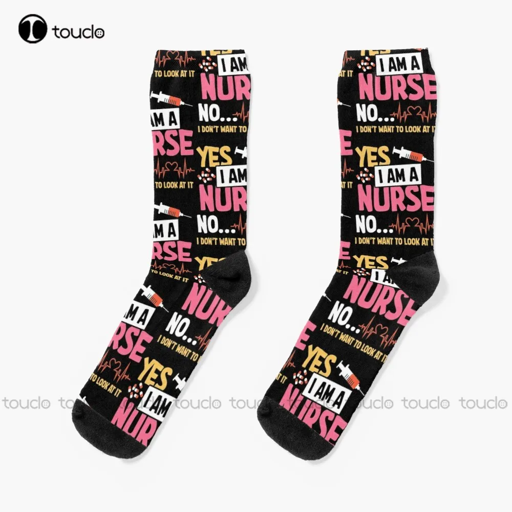 

Girlie Girl Nurse Look At It Socks Womens Winter Socks Christmas New Year Gift 360° Digital Print Personalized Custom Women Men