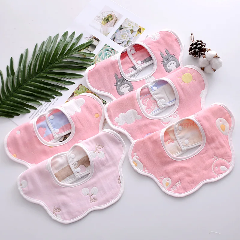 Baby Saliva Towel Bibs Cotton 360 Degree Rotation Non-waterproof Gauze Newborn Saliva Bib