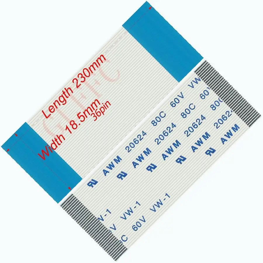 36pin 0.5 Sân 230Mm-1000Mm Một-Loại Dẻo Cáp Phẳng FFC Awm 20624 ROHS Xuất TTL màn Hình LCD DVD Máy Tính