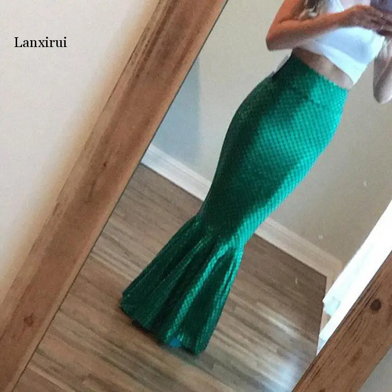 Vintage Women Green Skirts Sexy mermaid high waist fishtail maxi skirt Long Skirt Fishtail Victorian Fashion Bandage Skirt