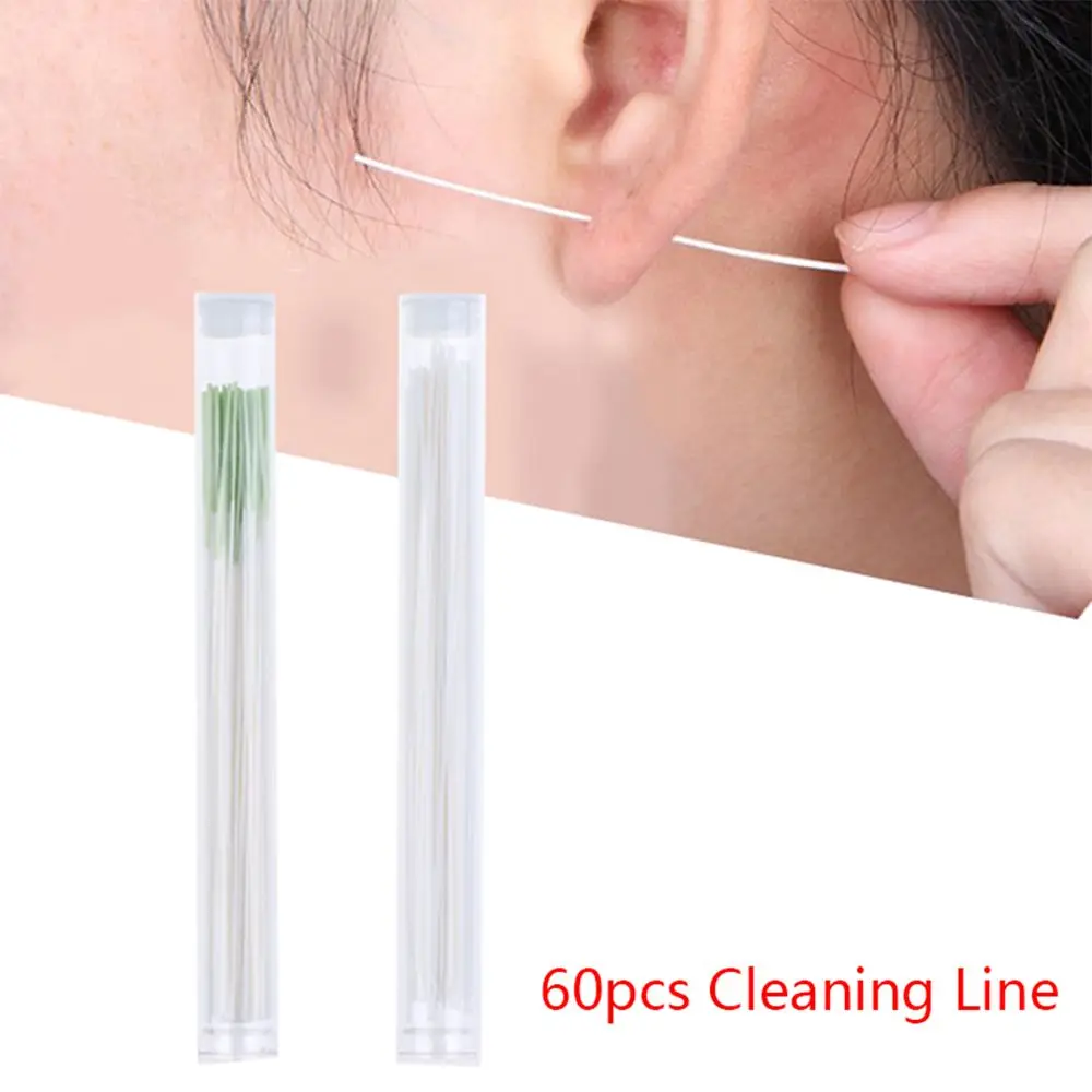 60Pcs/Bottle Pierced Ear Cleaning Paper Floss Ear Hole Aftercare Tools Kit Disposable Earrings Hole Cleaner Ear Dirt Floss