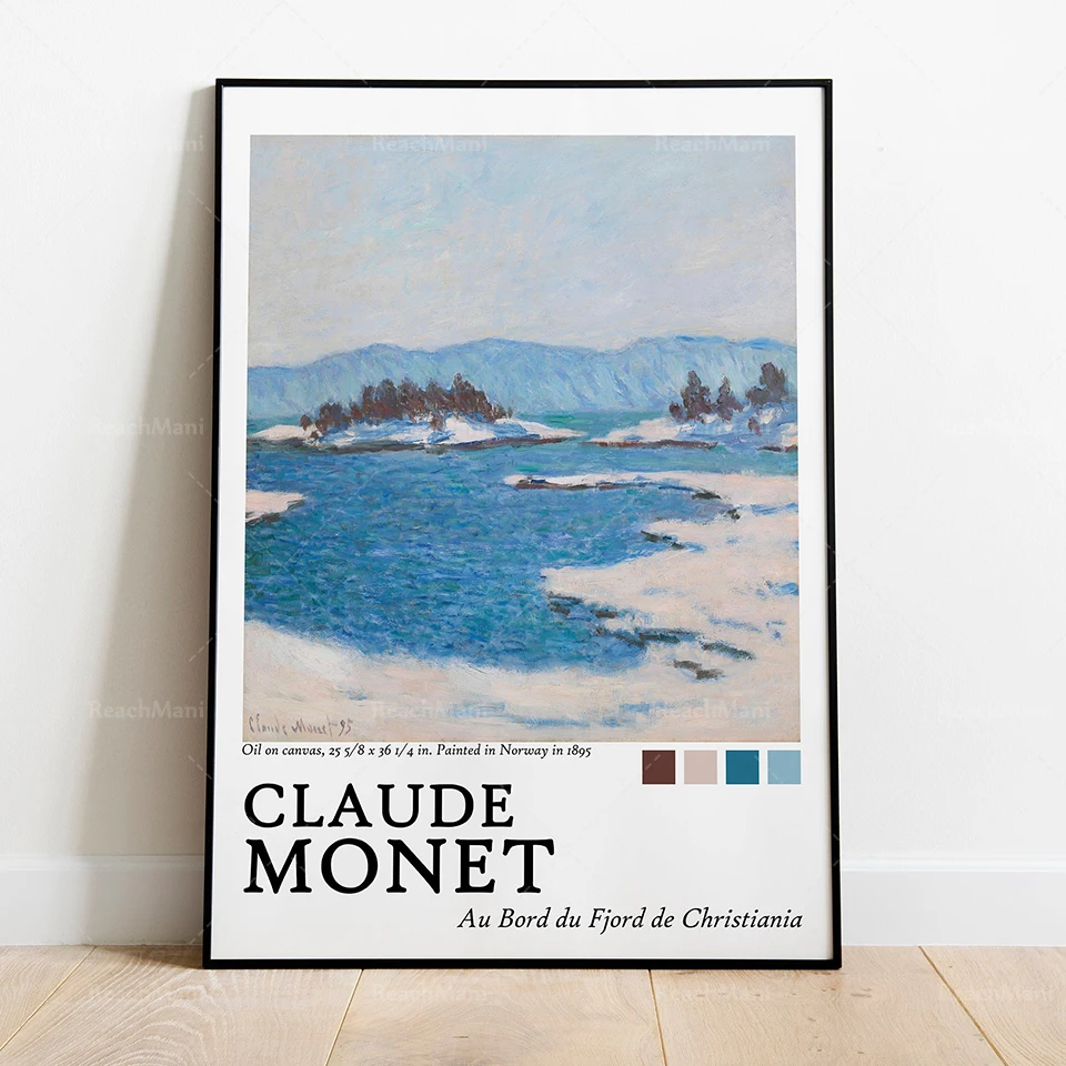 Claude Monet retro art exhibition poster, Christian Fjord painting, French art, printable high-quality art