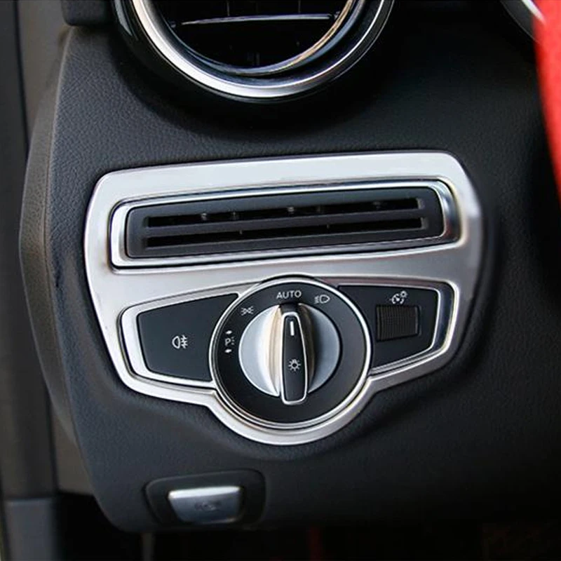 Car Styling Headlight Switch Buttons Decorative Covers Trim Interior Sticker for Mercedes Benz W205 C Class GLC Auto accessories