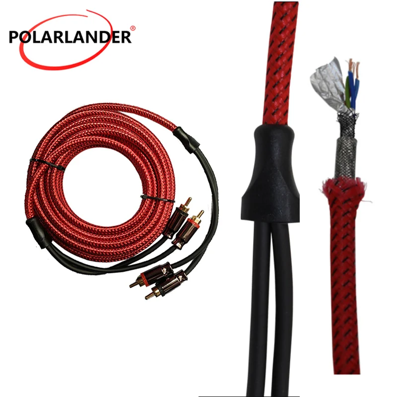 

for car amplifier speaker subwoofer 5 meters pure copper audio cables red 4.5m RCA to RCA video cable speaker wire