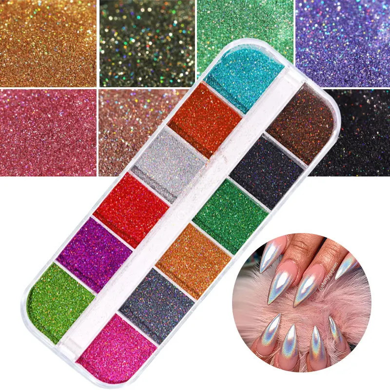 Diy holográfico prego glitter flocos laser pó floco de neve alfabeto decalques para unhas acrílicas kit ferramentas beleza