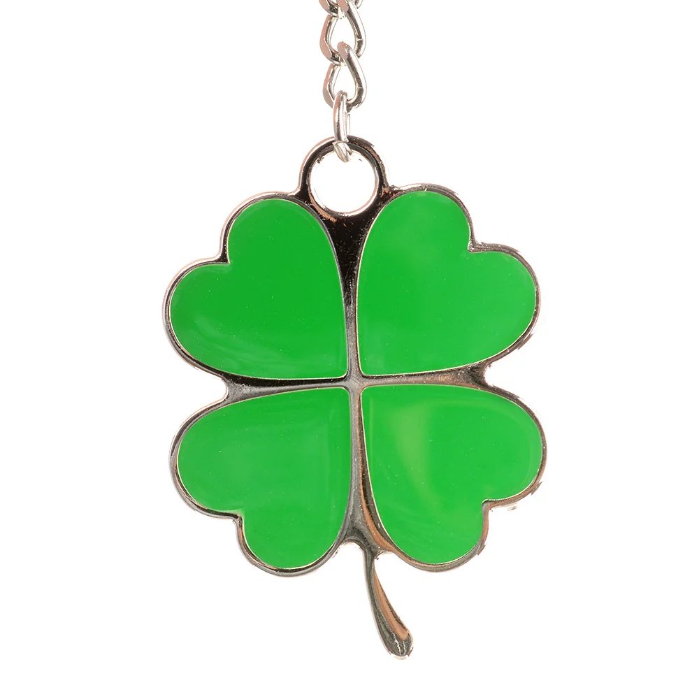 Four-leaf Clover Lucky Fortune Keychain Hot Sale Creative Green Color Key Chain Ring Pendant Bag Accessories Girls Keyring Gifts