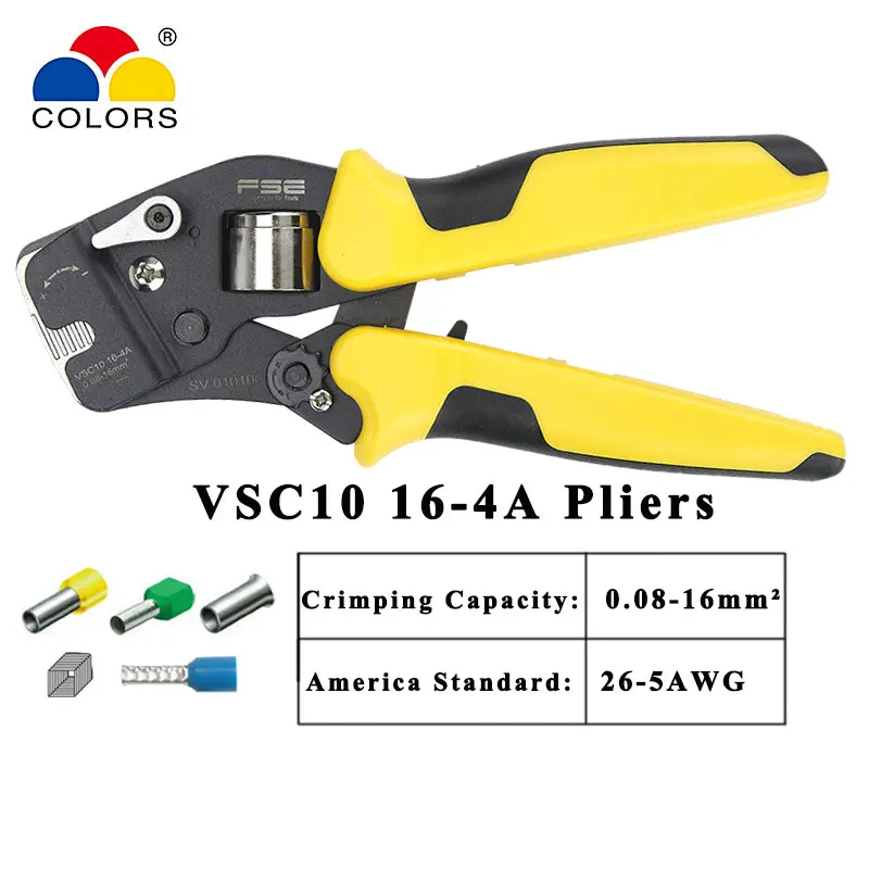 HSC10 16-4A crimping pliers multi tool mini-type self-adjustable Casing type special clamp 0.25-16mm VSC9 16-4a crimping tools