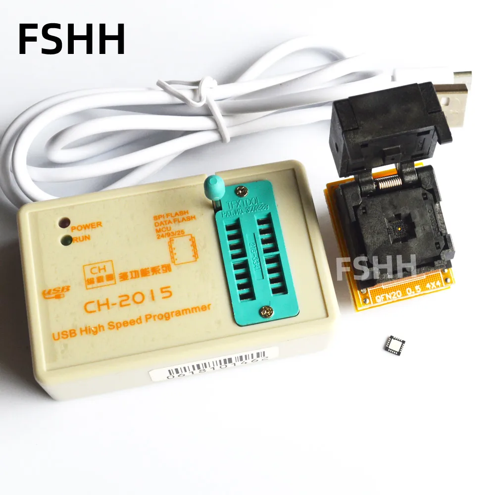 CH2015 programmer+QFN20 to DIP8 adapter for ATtiny24/tiny25/tiny44/tiny45/tiny84/tiny85 AVR chip USB High speed programmer