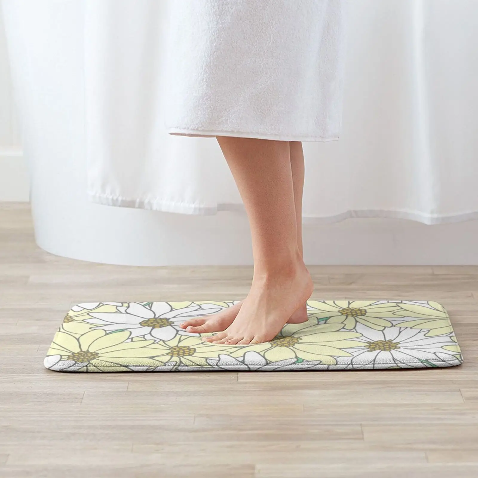 White And Yellow Flowers-Floral Pattern Entrance Door Mat Bath Mat Rug Nl Nederland Netherlands The Hague Den Haag Rotterdam