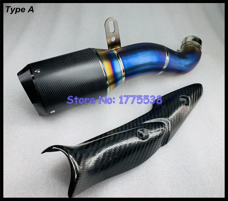 For Kawasaki Z900 2012-2021 Titanium Alloy Motorcycle Exhaust Muffler Escape Slip-on Middle Link Pipe with Carbon Fiber Cover