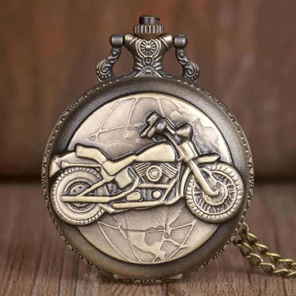 Montre de poche à Quartz pour hommes et femmes, rétro, motif de moto, voiture, classique, collier pendentif, montre Fob, cadeaux pour hommes