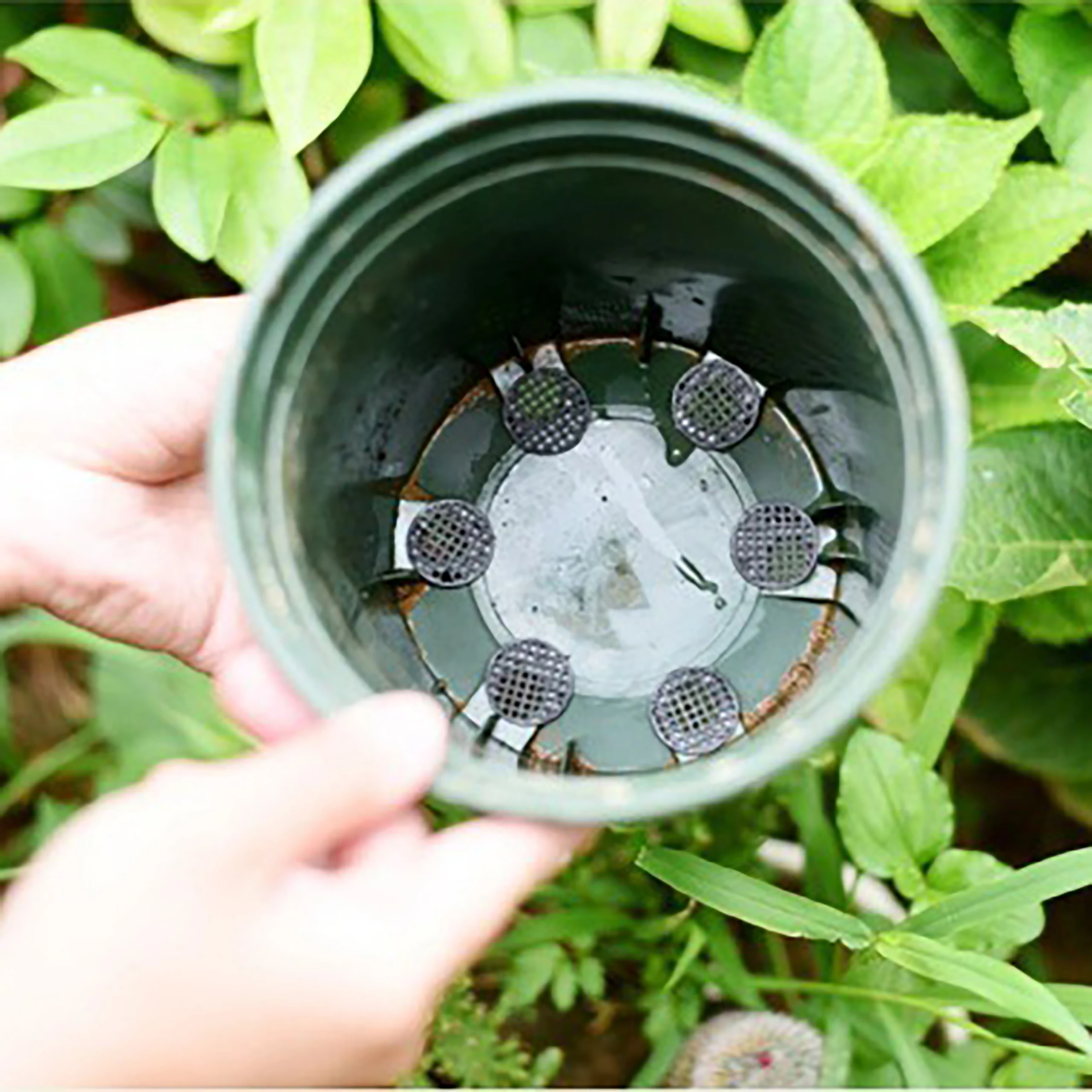 100 قطعة الزهرية طوقا وعاء الصرف ثقب شبكة حصيرة 2.5/4.5/7.5 سنتيمتر قطر المعاوضة طوقا تنفس الثابتة التربة المعاوضة ثقب الوسادة