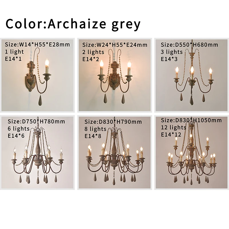 Nordic wooden chandelier retro white vintage grey hanging chandelier for kitchen/bedroom living room 3/6/8/12 lights living room