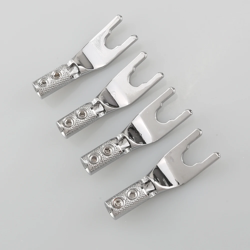 4PCS Audiocrast pure copper Y Spade Connector plug,Rhodium plated Fork connectors plug,loudspeaker cable connector plug ,speaker