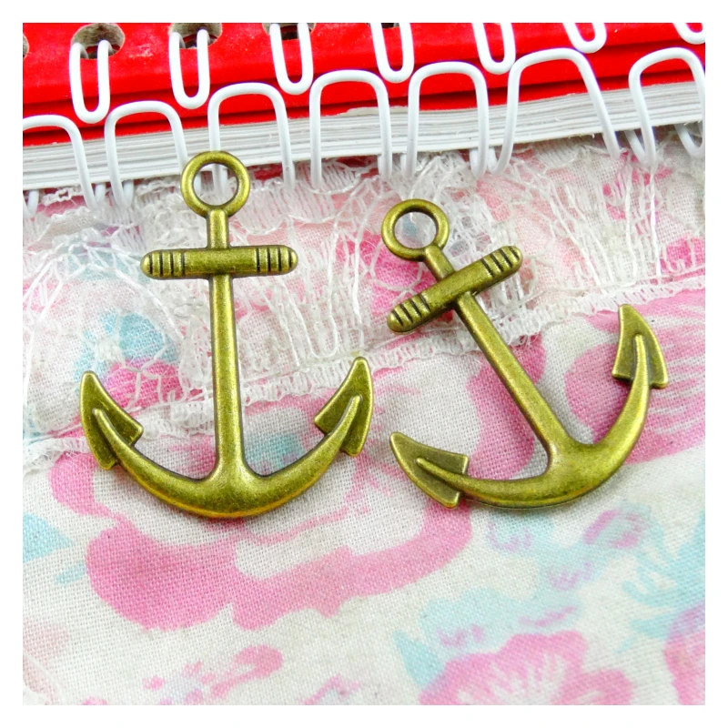 40 Pcs /Lot 31*24.7MM Antique Bronze Plated Anchor Charms Pendants Diy Jewelry Making