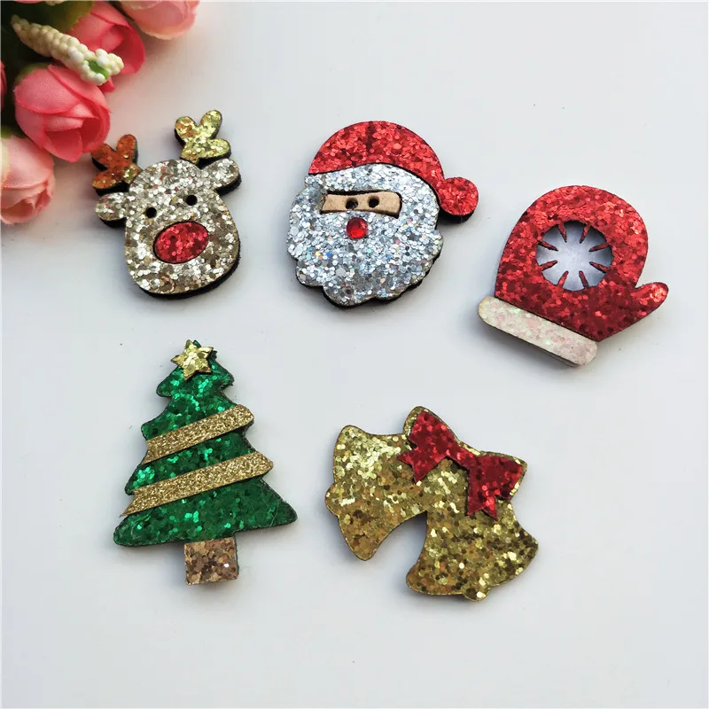20 Stück/Los, verschiedene Designs, glitzernde Weihnachtsgeißbrenner-Applikationen mit Polsterung für Bastelarbeiten, Kleidung, Nähzubehör, DIY-Haarspangen-Accessoires. – Detail 6