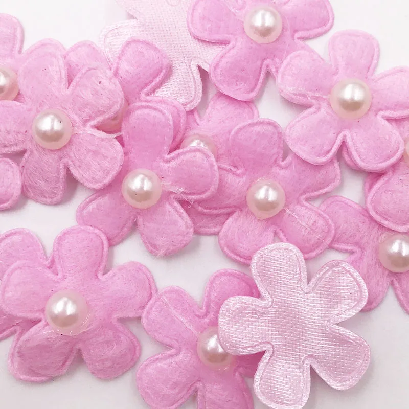 50 pieces 1\'\' Padded Felt Flower Appliques (9 colors) A228