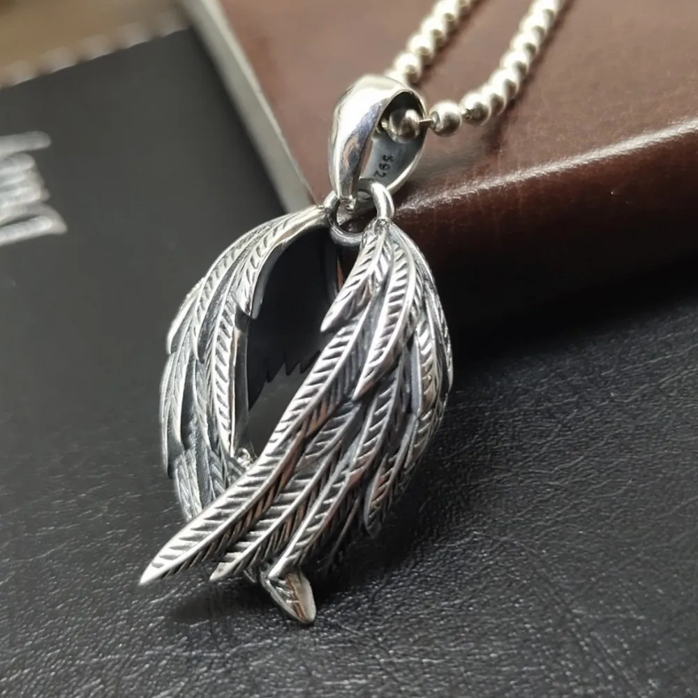 BOCAI New Real Solid S925 Sterling Silver Pendant for Men Women Angel Devil Wings Dark Aesthetic Style Fine Jewelry Wholesale