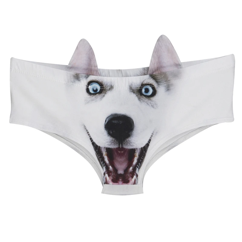 3D Stereo Ears Women\'s Underwear Cute Animal Printed Underpants Sexy Low-Waist Panties Solid Color Female Briefs