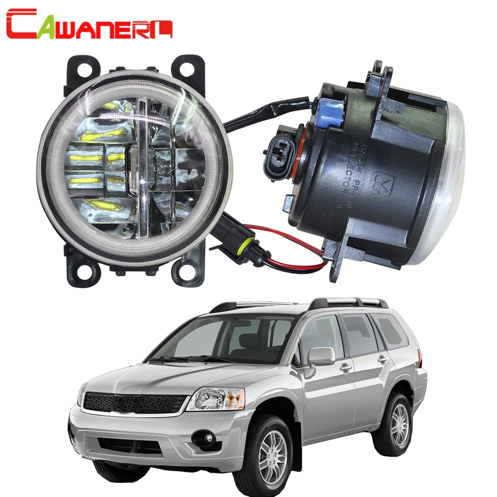 Cawanerl Car 4000LM LED Bulb Fog Light + Angel Eye DRL Daytime Running Light 12V Accessories For Mitsubishi Endeavor 2006-2011